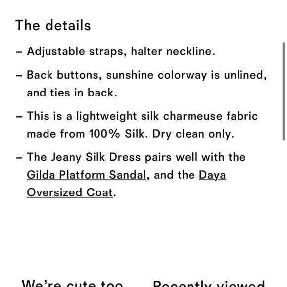 NWT Reformation Jeany Silk Dress - Fior Di Latte - Size Medium - Picture 7 of 9